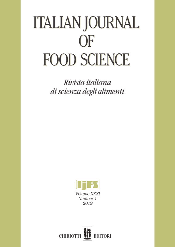 					View Vol. 31 No. 1 (2019): ITALIAN JOURNAL OF FOOD SCIENCE
				
