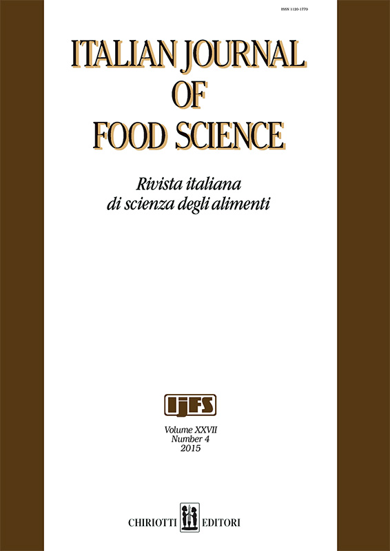 					View Vol. 27 No. 4 (2015): ITALIAN JOURNAL OF FOOD SCIENCE
				