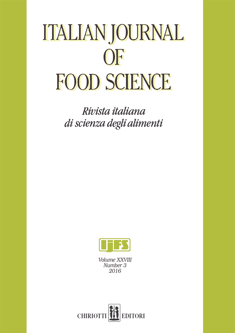 					View Vol. 28 No. 3 (2016): ITALIAN JOURNAL OF FOOD SCIENCE
				